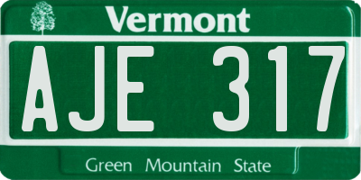 VT license plate AJE317