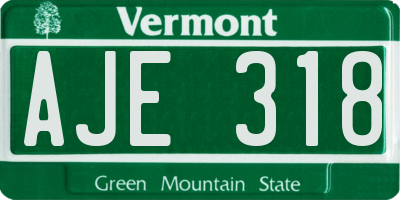 VT license plate AJE318