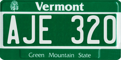 VT license plate AJE320