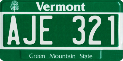 VT license plate AJE321