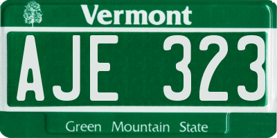 VT license plate AJE323
