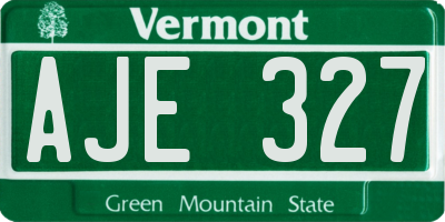 VT license plate AJE327