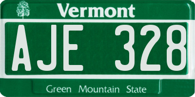 VT license plate AJE328