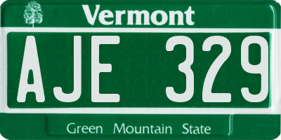 VT license plate AJE329
