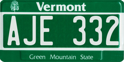VT license plate AJE332
