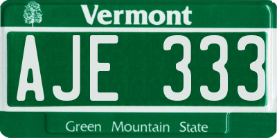 VT license plate AJE333
