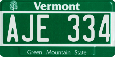 VT license plate AJE334