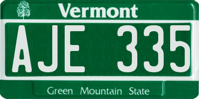 VT license plate AJE335