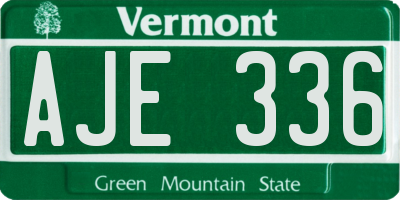 VT license plate AJE336