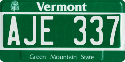 VT license plate AJE337