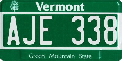 VT license plate AJE338