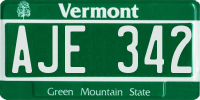 VT license plate AJE342