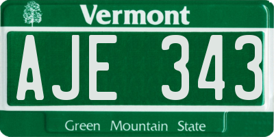 VT license plate AJE343