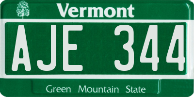 VT license plate AJE344