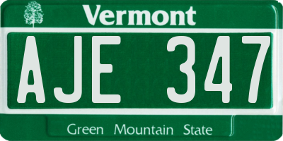 VT license plate AJE347