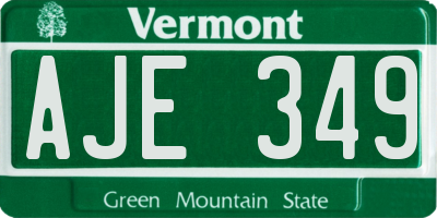 VT license plate AJE349