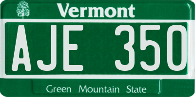 VT license plate AJE350