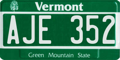 VT license plate AJE352