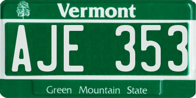 VT license plate AJE353