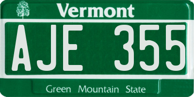 VT license plate AJE355