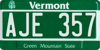 VT license plate AJE357