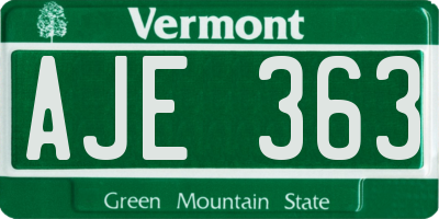 VT license plate AJE363