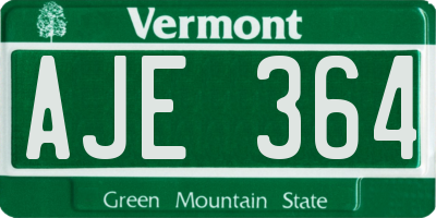 VT license plate AJE364