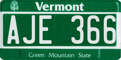 VT license plate AJE366