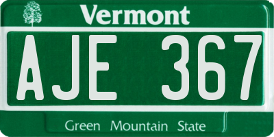 VT license plate AJE367