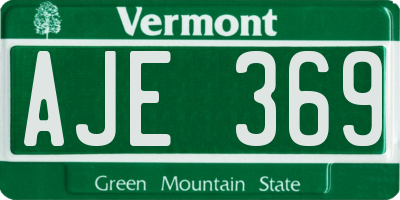 VT license plate AJE369