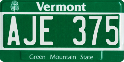 VT license plate AJE375