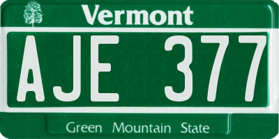 VT license plate AJE377