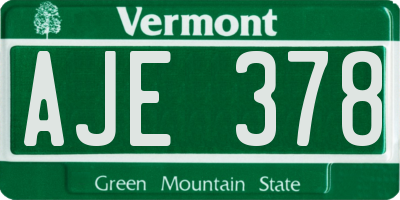 VT license plate AJE378