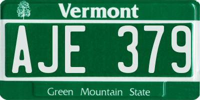 VT license plate AJE379