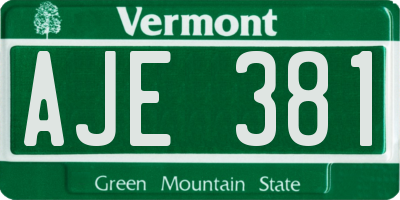 VT license plate AJE381