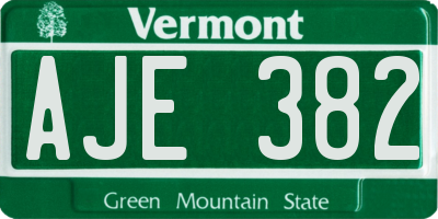VT license plate AJE382