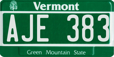 VT license plate AJE383