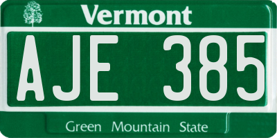 VT license plate AJE385