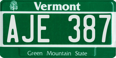 VT license plate AJE387