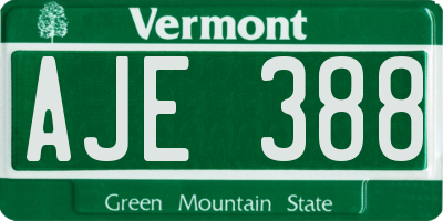 VT license plate AJE388