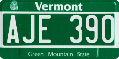 VT license plate AJE390