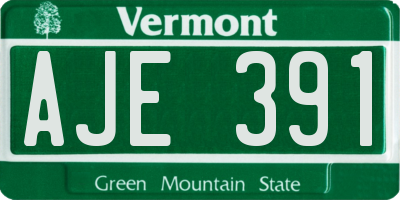 VT license plate AJE391