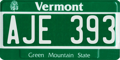 VT license plate AJE393