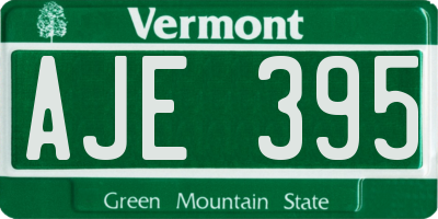 VT license plate AJE395