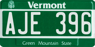 VT license plate AJE396