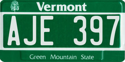 VT license plate AJE397