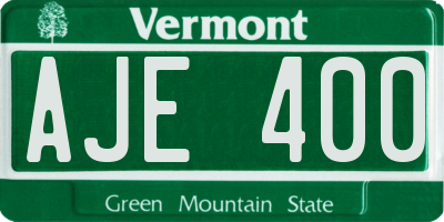 VT license plate AJE400