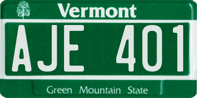 VT license plate AJE401