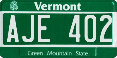 VT license plate AJE402