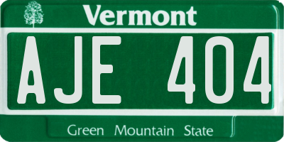 VT license plate AJE404